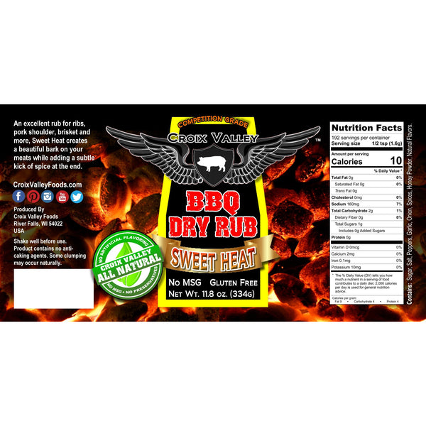 Croix Valley Sweet Heat BBQ Dry Rub Label