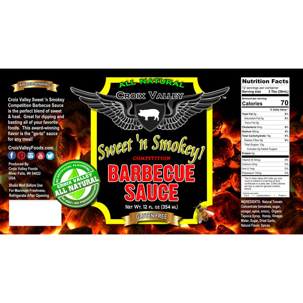 Croix Valley Sweet 'n Smokey Competition Barbecue Sauce Label