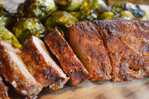 Cedar Plank Pork Tenderloin with Caramelized Brussel Sprouts