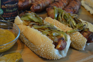 Smoked Bacon Philly Cheese Brats