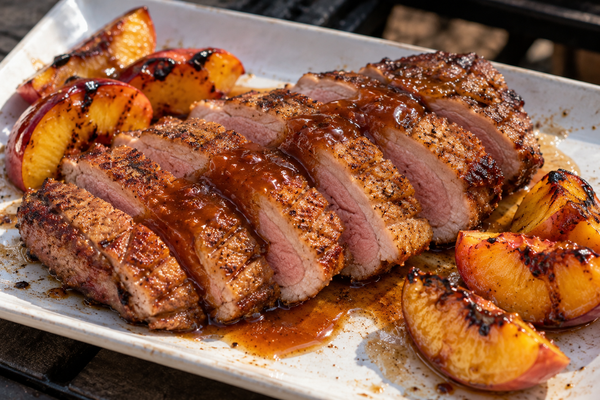 Crispy Skin Duck Breast with Sweet Peach Balsamic Glaze