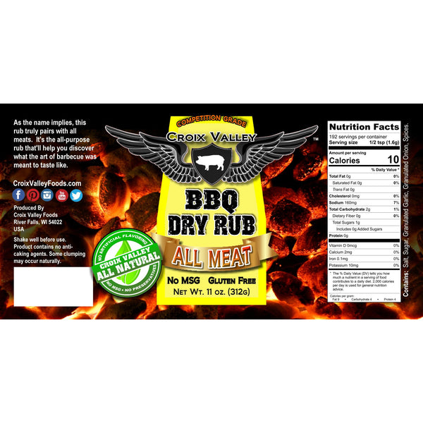 Croix Valley All Meat BBQ Dry Rub Label