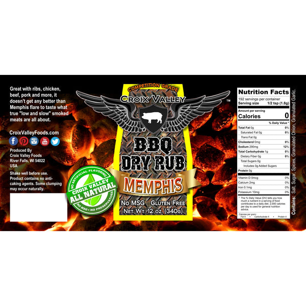 Croix Valley Memphis BBQ Dry Rub label