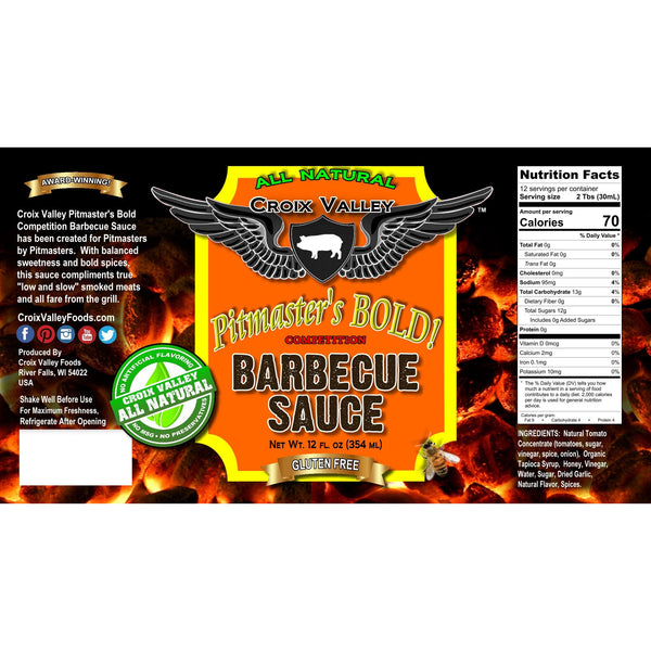 Croix Valley Pitmaster's Bold Competition Barbecue Sauce Label