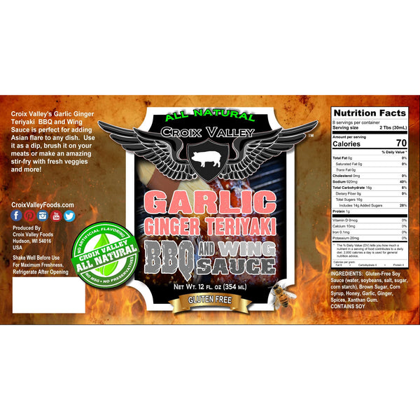 Croix Valley Garlic Ginger Teriyaki BBQ & Wings Sauce